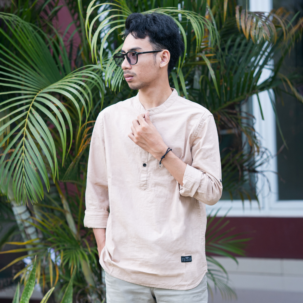 Moralist - Kemeja Koko Pria Lengan Panjang Kemko Casual Premium Linen Takako High Quality