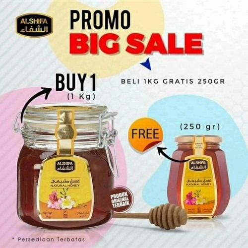 Madu Al Shifa 1 Kg Free 250 gr | Alshifa Paket 1 kg Free 250 gr ORIGINAL