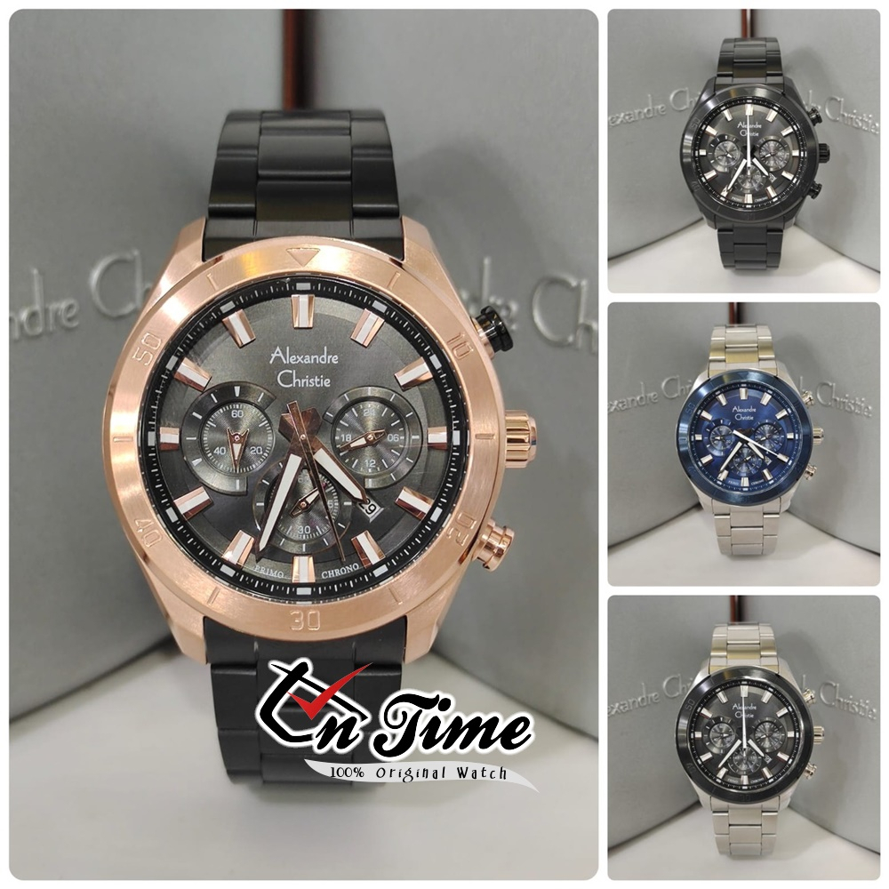 Jam Tangan Pria Alexandre Christie AC 6672 MC Chronograph Sport Original