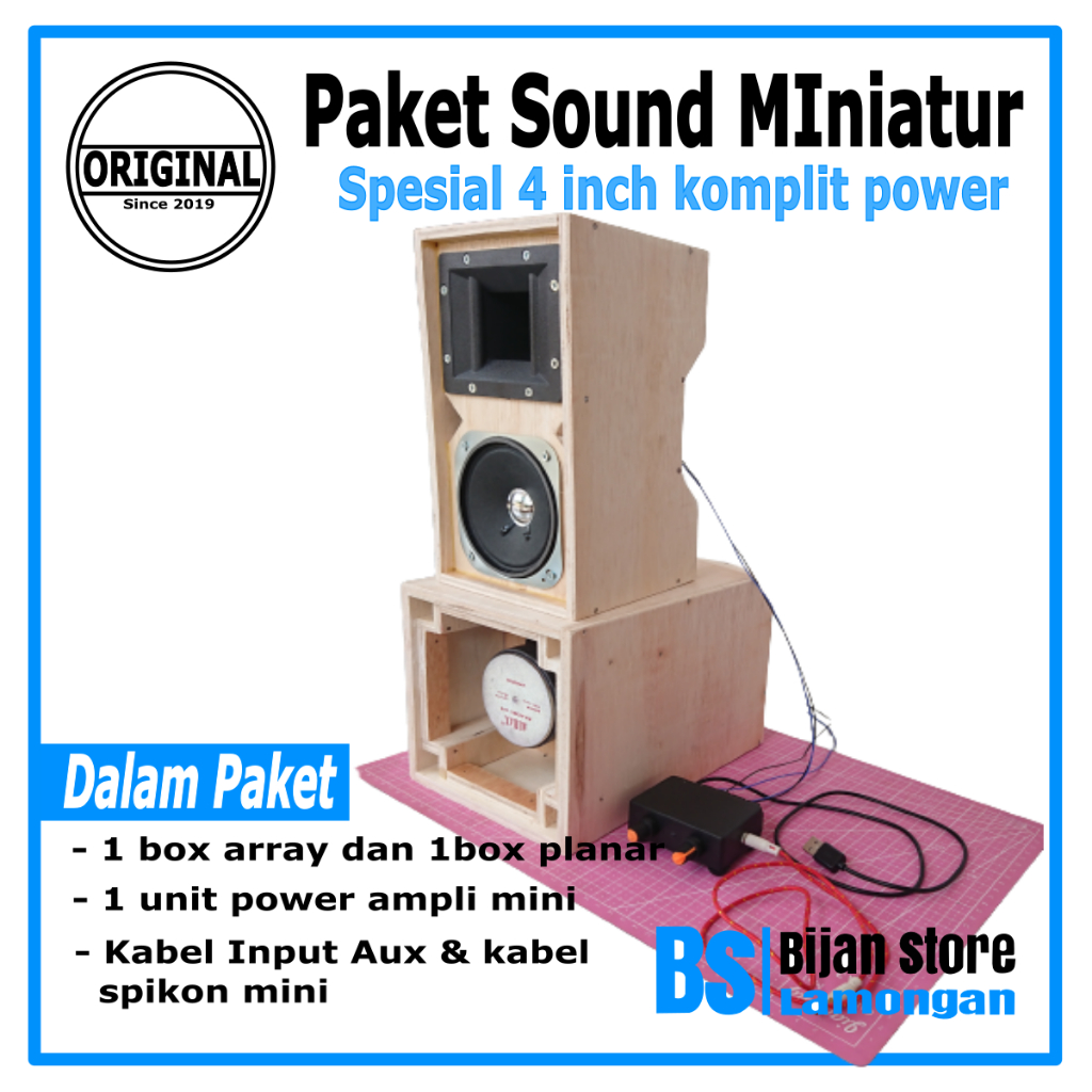 Paket Komplit  Miniatur Sound System 4inch Siap Bunyi lengkap Power Amplifier Mini v1.10 Speaker Audax dan Acr