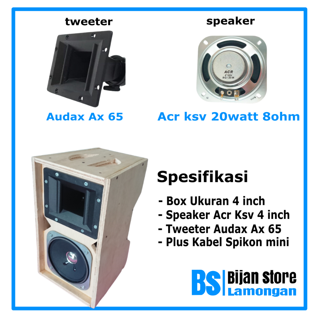 Paket Komplit  Miniatur Sound System 4inch Siap Bunyi lengkap Power Amplifier Mini v1.10 Speaker Audax dan Acr