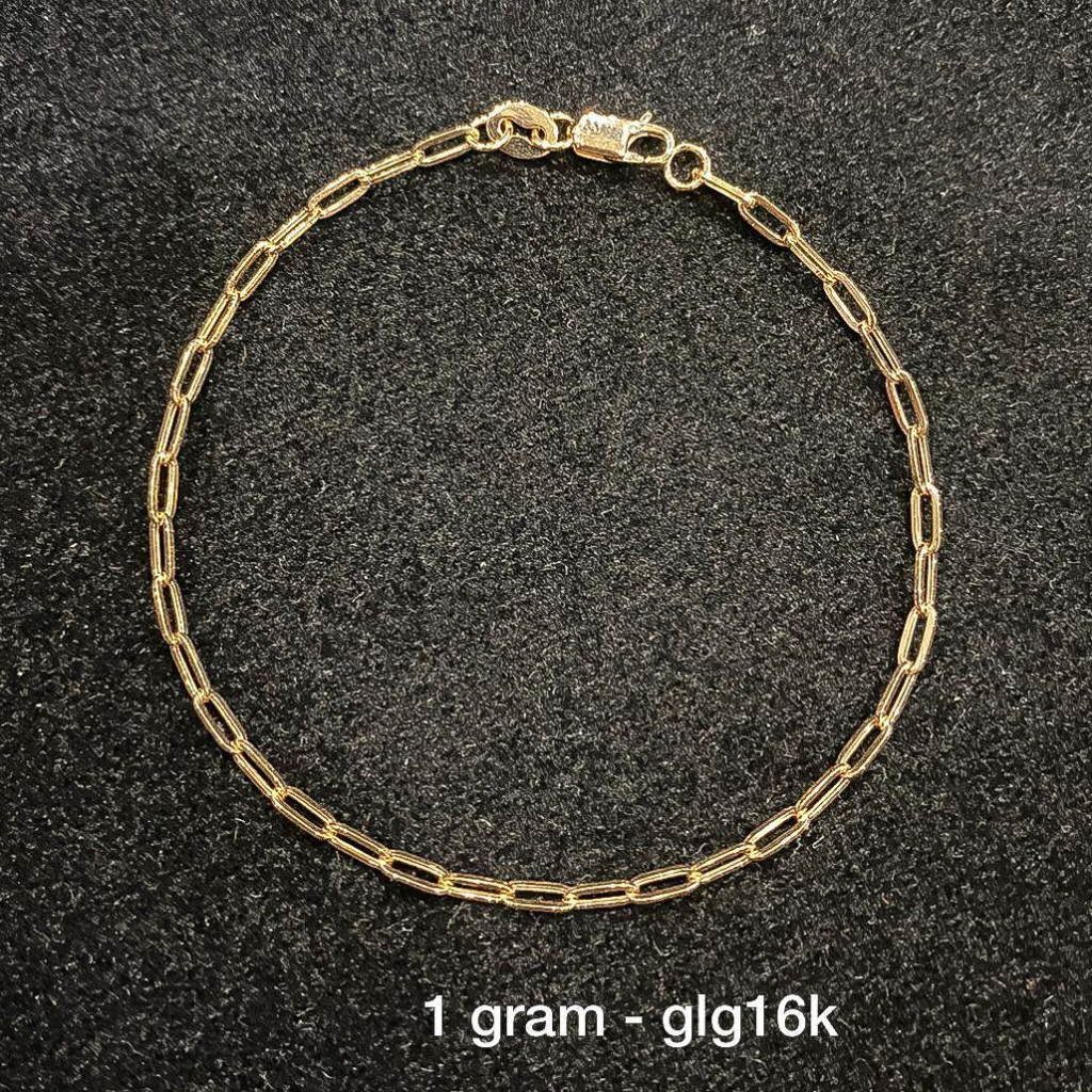 Gelang paperclip anak dan dewasa emas asli kadar 70 16k 75 17k rantai tangan nori 1 gram paper clip whitegold putih