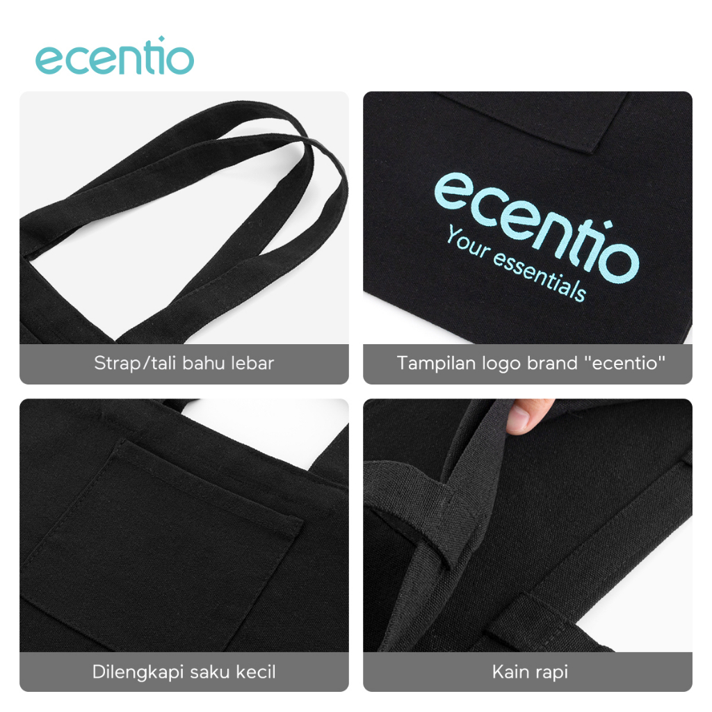 ecentio tote bag kanvas Kantong ramadhan Rampers ONLY/tas tempat makan lunch bag