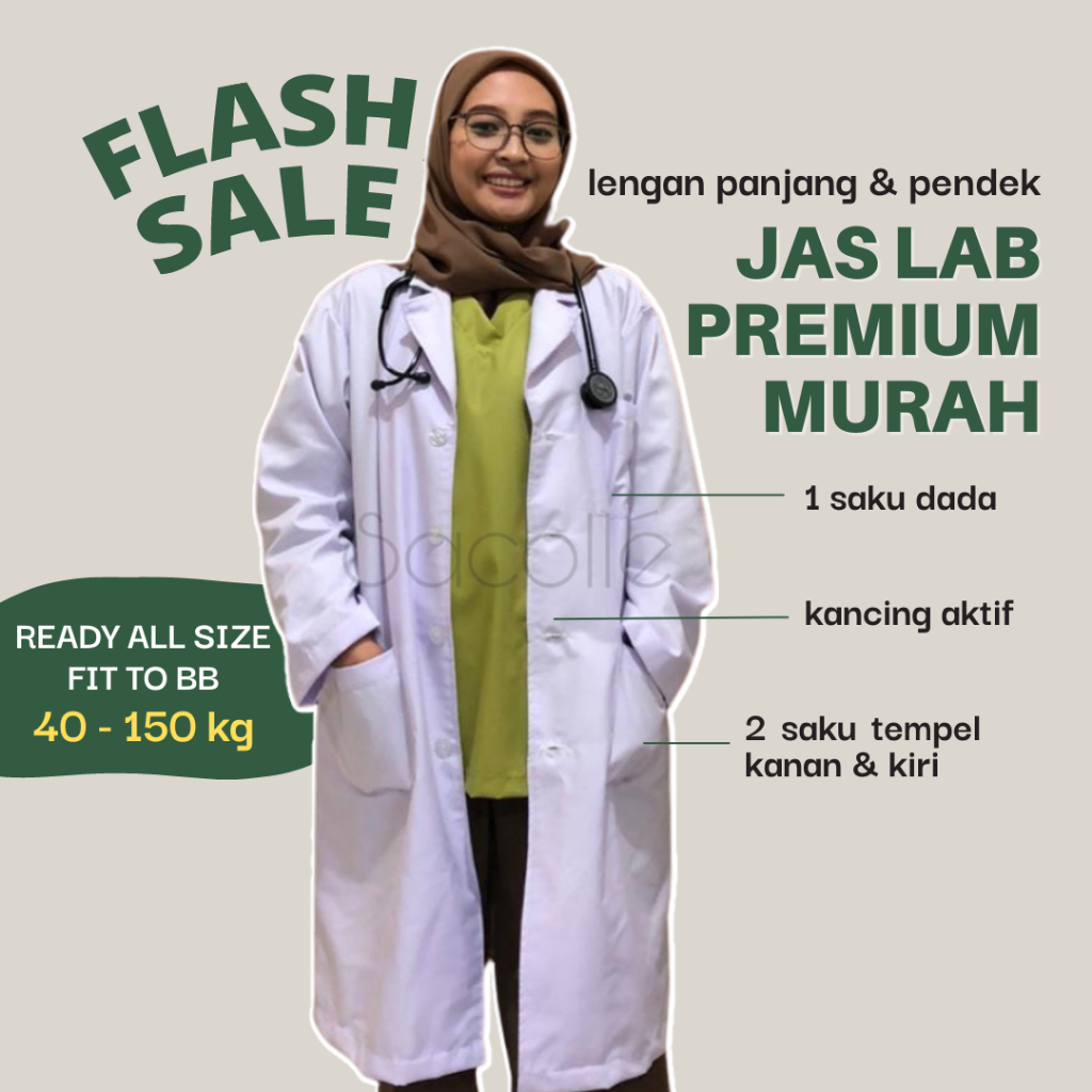 JAS LABORATORIUM SMALL - BIG SIZE JUMBO/Jas Lab Premium Lengan Panjang &amp; Pendek Murah