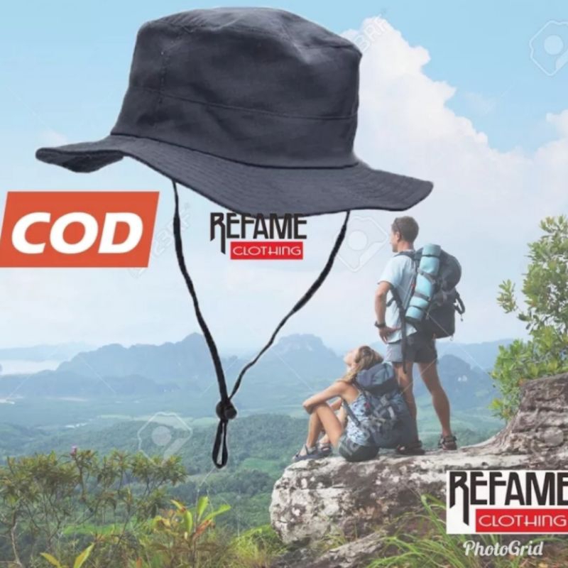 TOPI RIMBA | TOPI HIKING | BUCKET HAT | TOPI GUNUNG RIMBA TALI | BAHAN DRILL TERLARIS