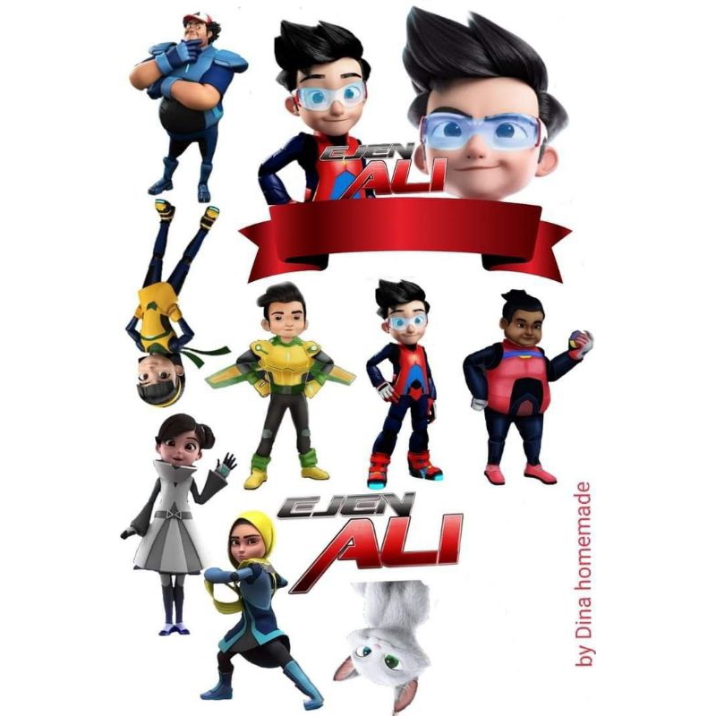 Topper Cake FREE NAMA tema Agen Ali / ejen ali