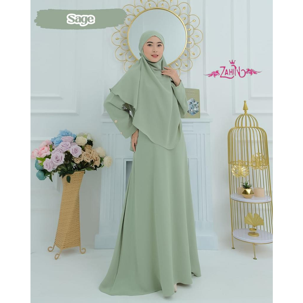 Gamis Ori Zahin Maryam Set Hijab/ Fashion Terbaru Bahan Cringkle