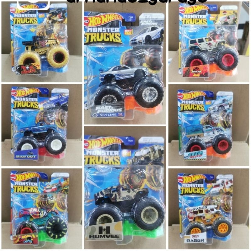 BEST SELLER | (1/2) TERMURAH! Hot Wheels Monster Trucks GLOW IN THE DARK 1/64 SKYLINE R34 fast furious HUMVEE JURASSIC PARK JEEP Diecast Marvel Spiderman Hulk Thanos Mega Wrex 5 Alarm Spongebob Super Mario Donkey Kong volkswagen momo land ROVER  big foot