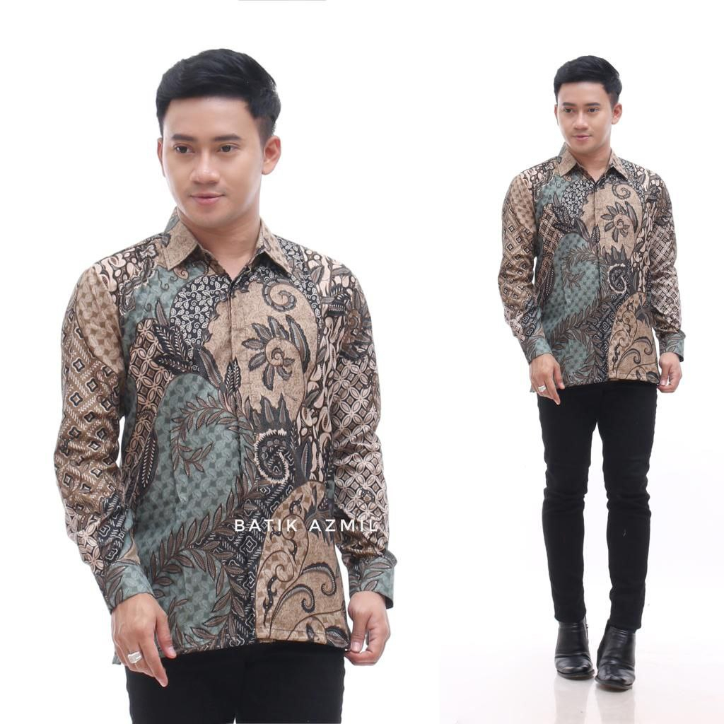 Baju Batik Pria Lengan Panjang Modern Premium Size M L XL XXL Reguler