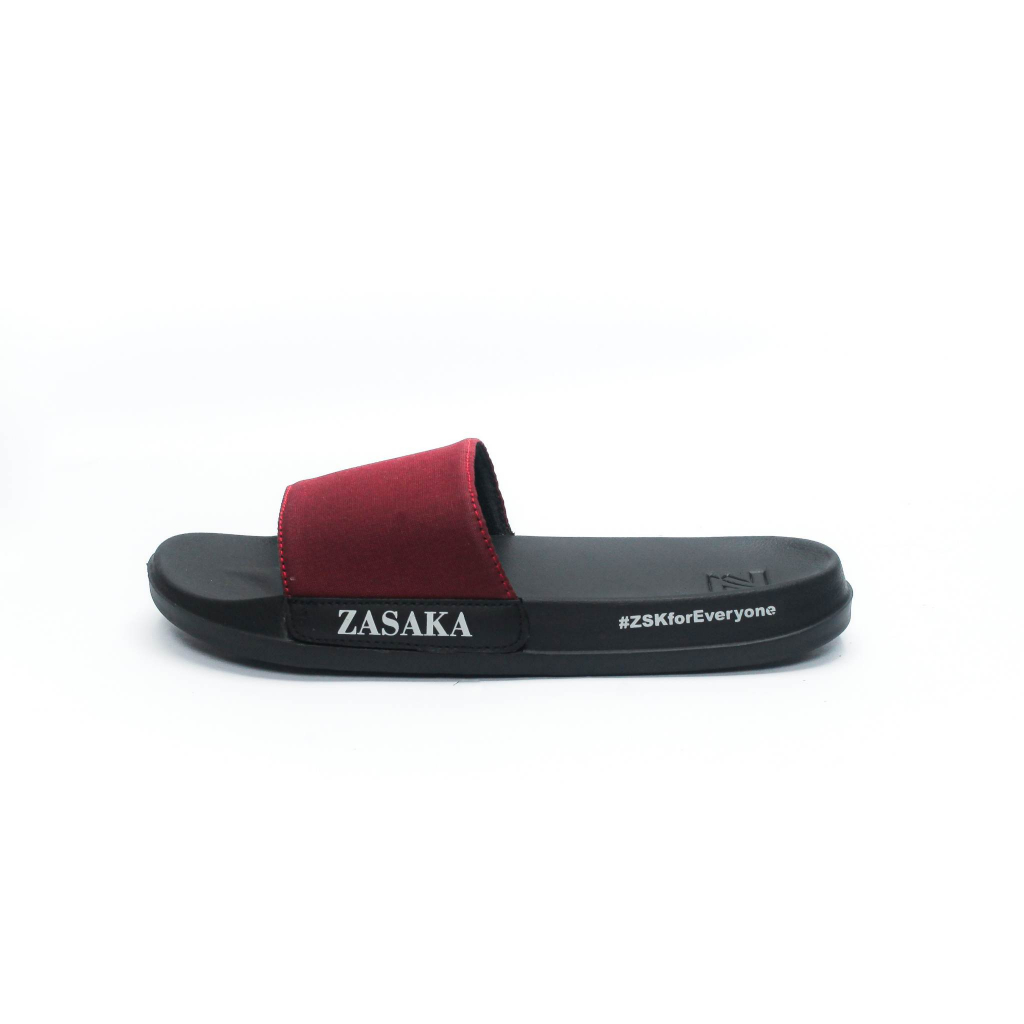 ZASAKA - Sandal Canvas Red Slide Slip On Pria Wanita