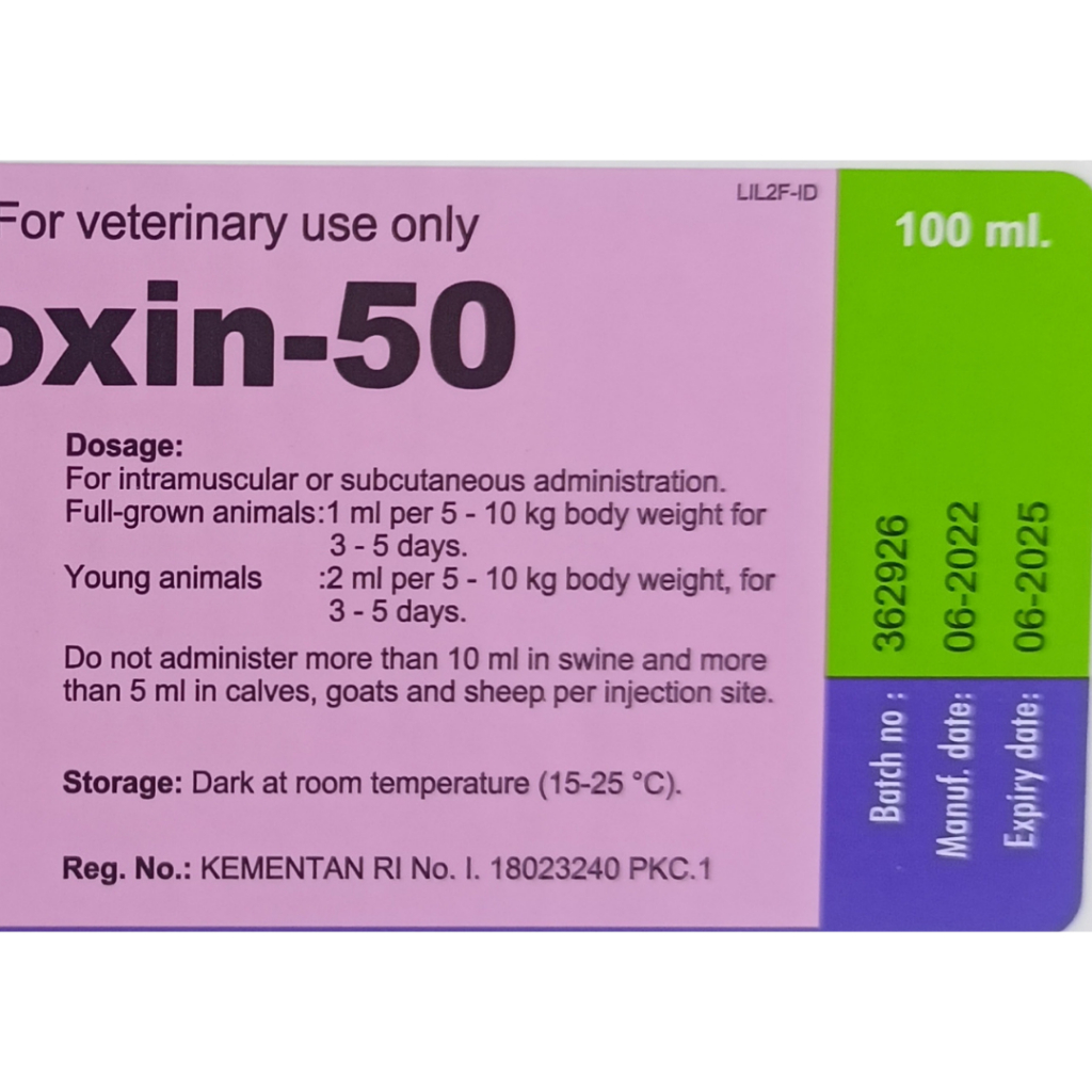 LIMOXIN 50 | Obat Antibiotik Hewan Spektrum Luas Hewan Sapi 100 ml | Like Proxyvet Kaloxy Vet