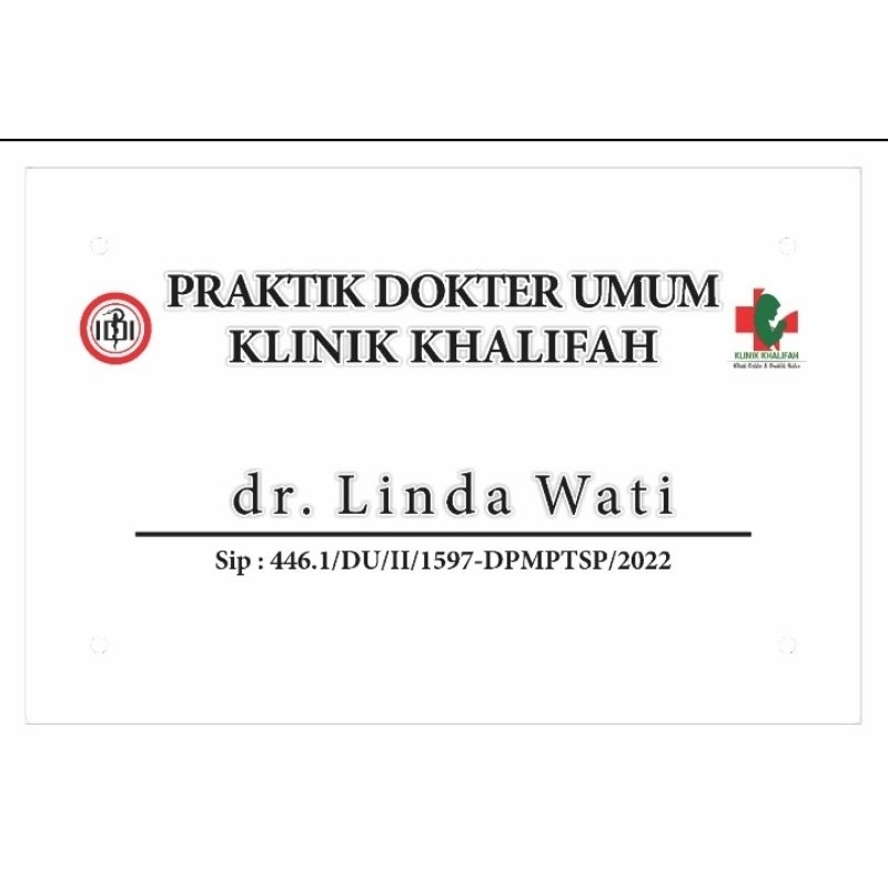 Papan Nama Praktek Dokter, Apoteker, Bidan, Perawat