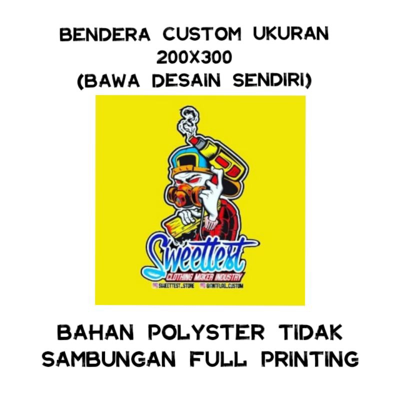 CETAK BENDERA CUSTOM 200x300cm, BEBAS DESAN SESUKAMU , 1 HARI JADI