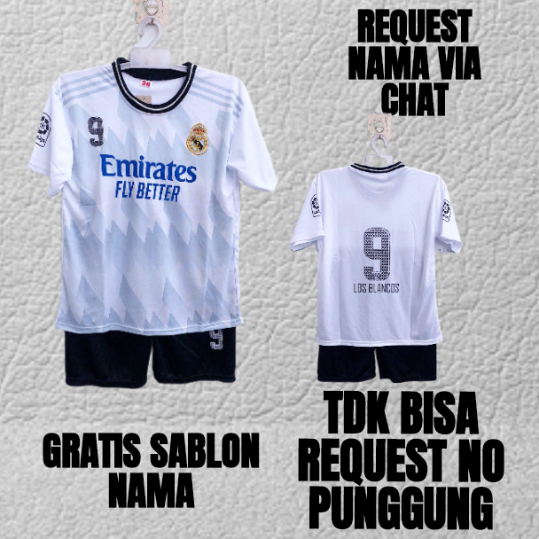 SETELAN BAJU BOLA ANAK REAL MADRID ABU USIA 3-12THN