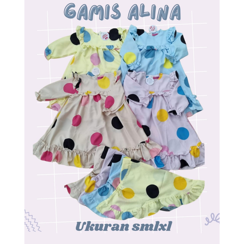 0-3 TAHUN GAMIS ANAK PEREMPUAN ALINA GAMIS BAYI CEWEK DRESS BAYI DAN JILBAB LUCU