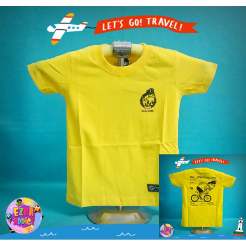ORIGINAL Surfkids - Umur 1 2 3 4 5 6 7 8 tahun - Baju Distro Anak - Surfkids Kuning - Kaos Distro An