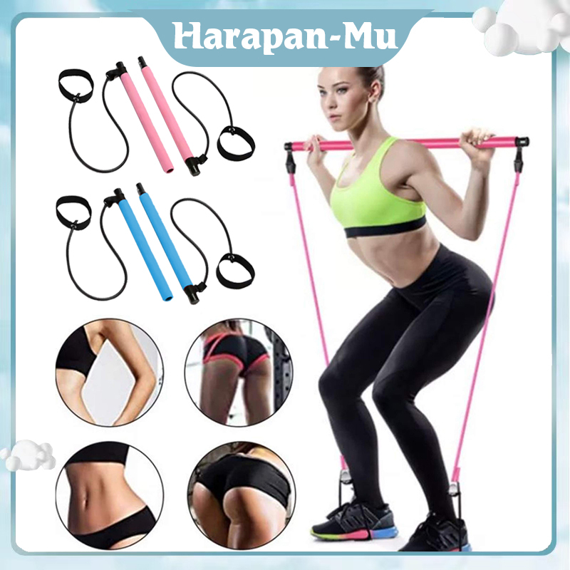 Alat Tali Senam Yoga Portable Pilates Studio Resistance Band Yoga Stick Tali Olahraga Pilates Tube Tongkat Pilates