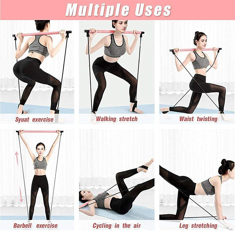 Alat Tali Senam Yoga Portable Pilates Studio Resistance Band Yoga Stick Tali Olahraga Pilates Tube Tongkat Pilates