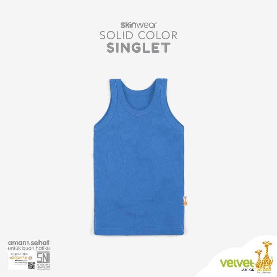 Baju Bayi Singlet Kaos Dalam Anak Velvet Junior Skinwear Solid Color Warna Polos 1pcs