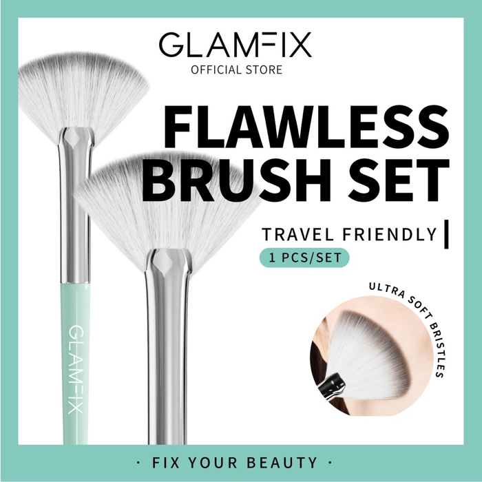 GLAMFIX Flawless Fan Brush Make Up 1 Pcs _ Kuas Make Up Highlighter | GLAM FIX Alat Kecantikan Makeu