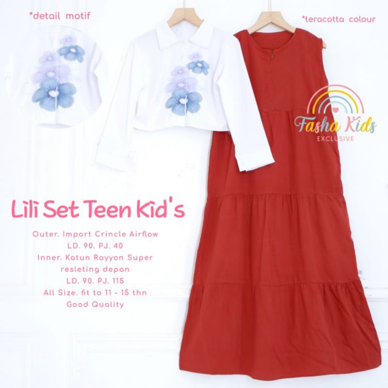 Lili Set Teen Kids by Fasha / Setelan Anak Murah / Gamis Anak