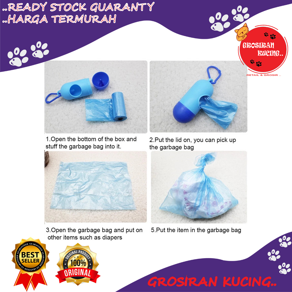 Kapsul Dispenser Portable Tempat Kantong Plastik Sampah Buang Kotoran Hewan Kucing Anjing Dll/Trash Bag Travelling