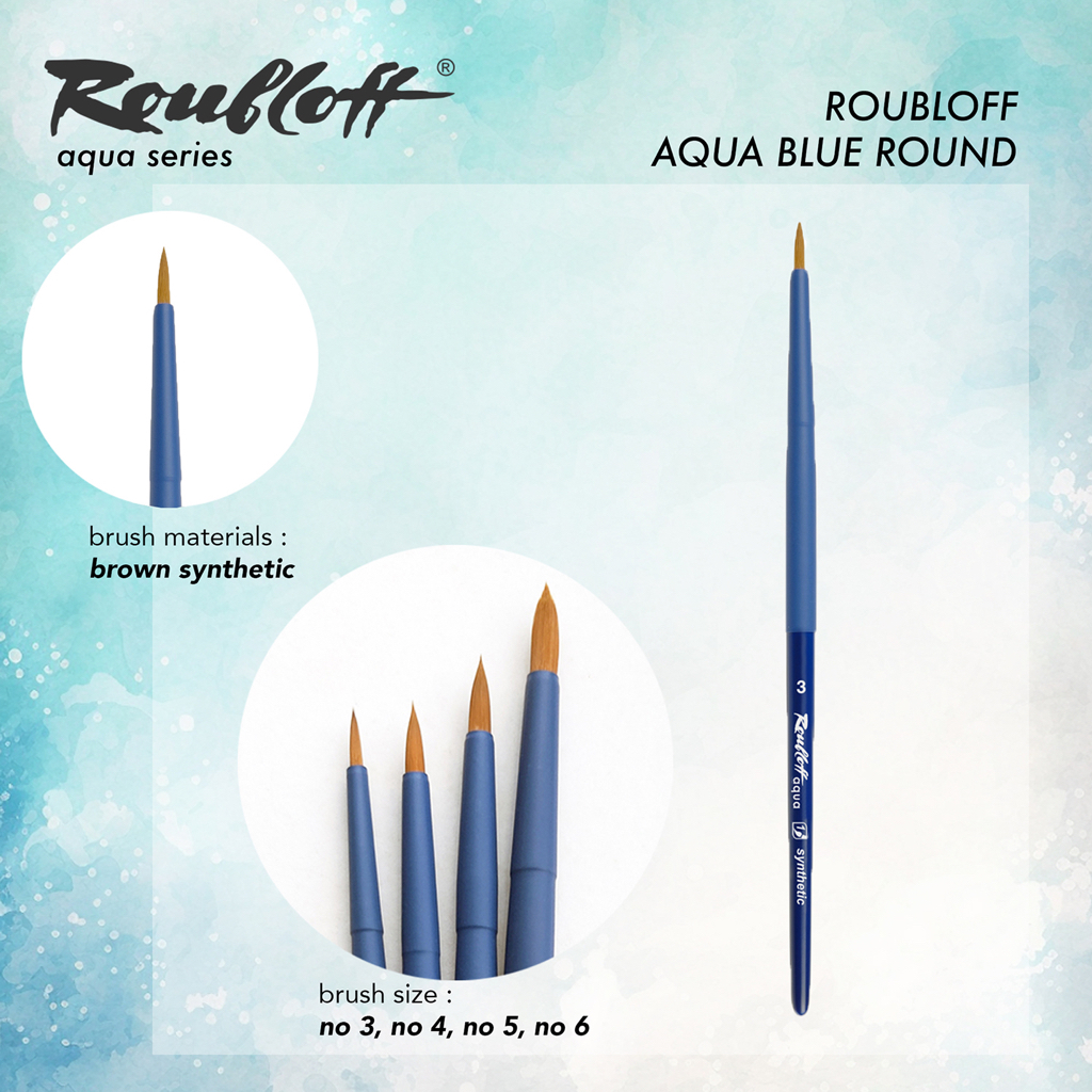 

Kuas Lukis Roubloff Brush Aqua Blue Series synthetic brush Round Dagger