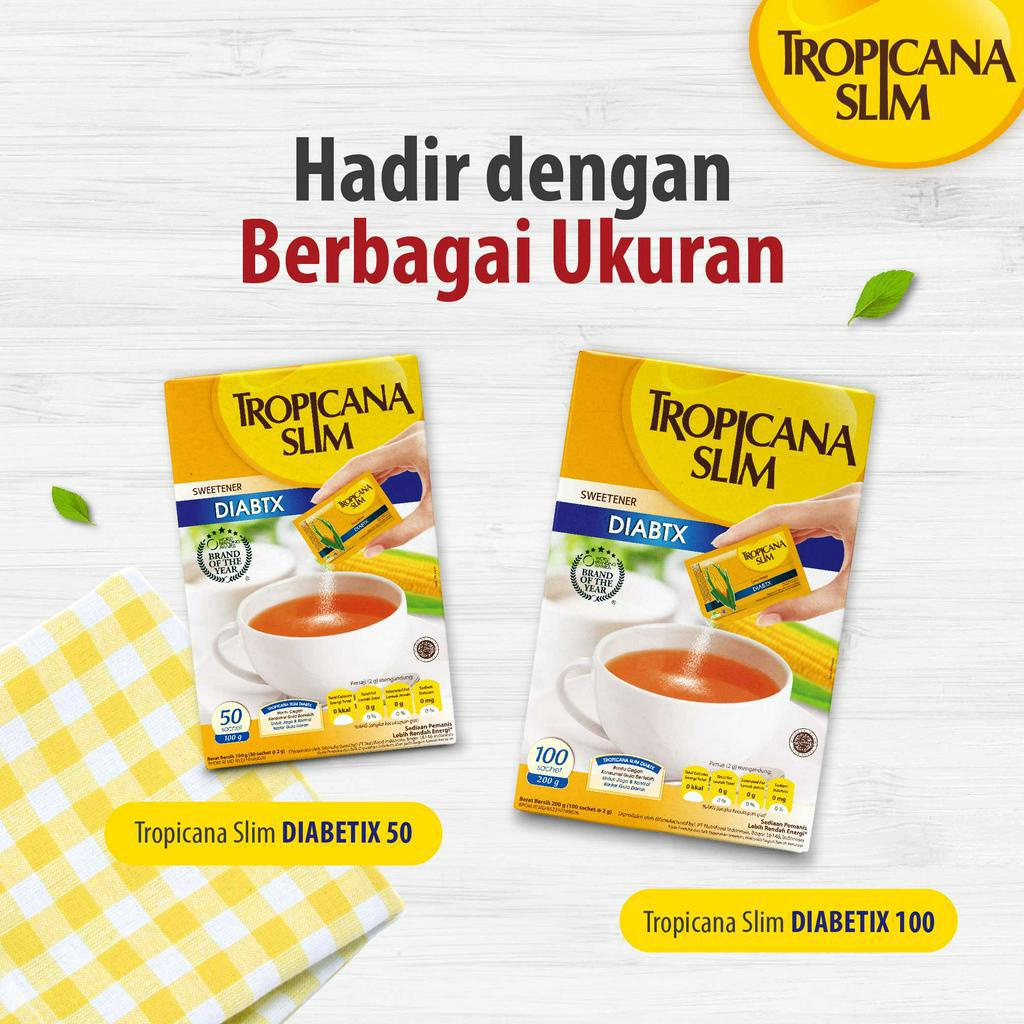 

TROPICANA SLIM SWEETENER DIABTX SACHET (ISI25/50/100 SACHET)