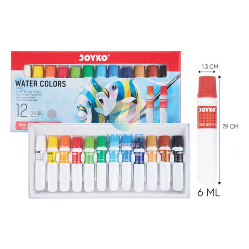 

Mi (12 Pcs) Cat Air JOYKO Watercolor Set 12 Warna WAC-6ML-12C Water Color Aman 6ml Berkualitas
