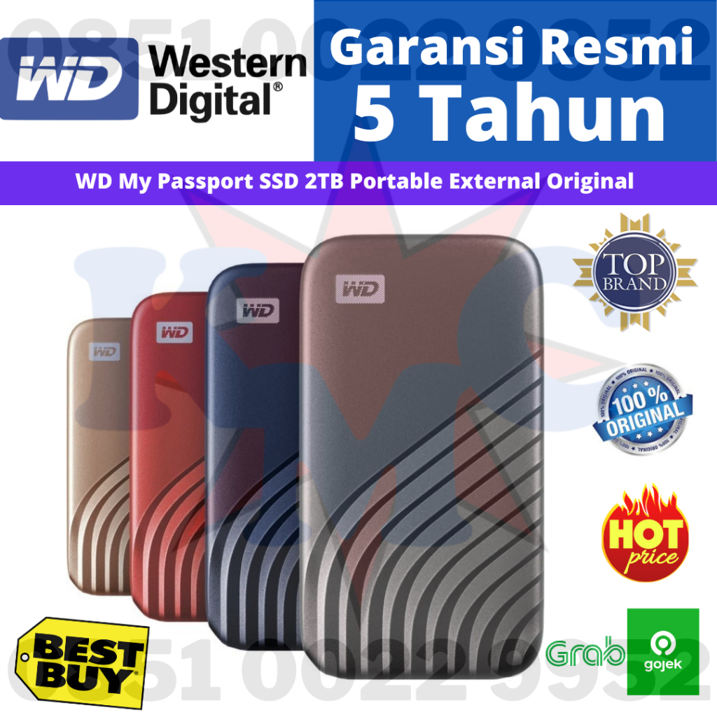 SSD WD MY PASSPORT SSD 2TB EXTERNAL PORTABLE 2 TB ORIGINAL RESMI