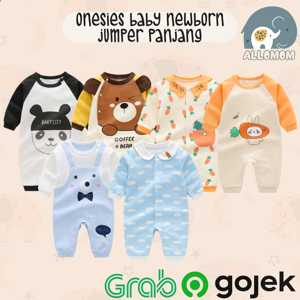 JUMPER PANJANG BAYI / JUMPSUIT BABY MATERIAL KATUN / BAJU BAYI COWOK CEWEK MOTIF LUCU