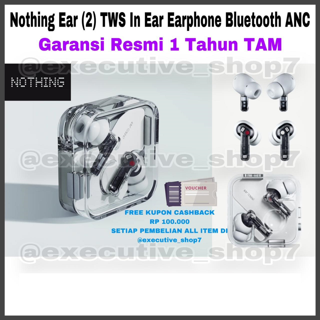 Nothing Ear (2) TWS in Ear Earphone Bluetooth ANC - Garansi Resmi 1 Tahun TAM