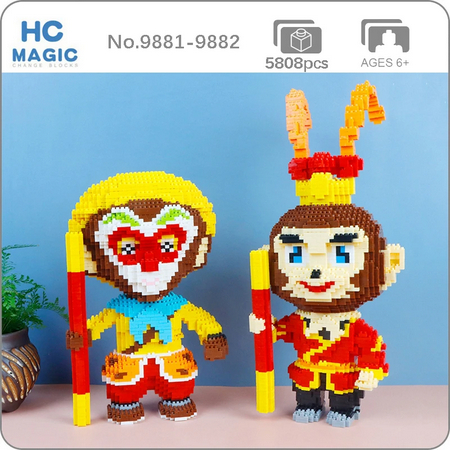 Mainan Block Mini Kartun Film Cina Tokoh Aksi Raja Monyet Model Mainan Bangunan Mainan Anak-anak Hadiah Dewasa untuk Anak-anak Mainan Pendidikan