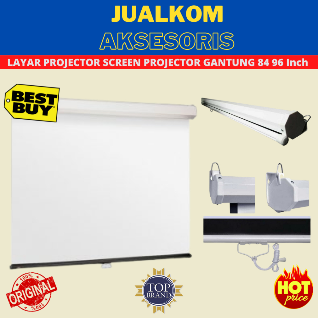 LAYAR PROJECTOR SCREEN PROJECTOR GANTUNG 84 96 120 Inch