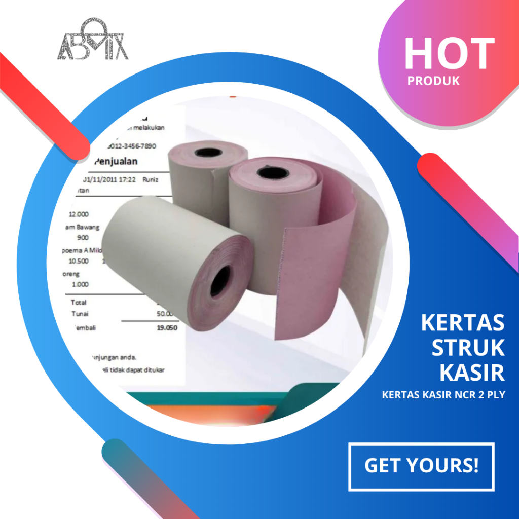 

Kertas Kasir thermal struk 2PLY tanpa core termal edc mobile printer bluetooth coreless print