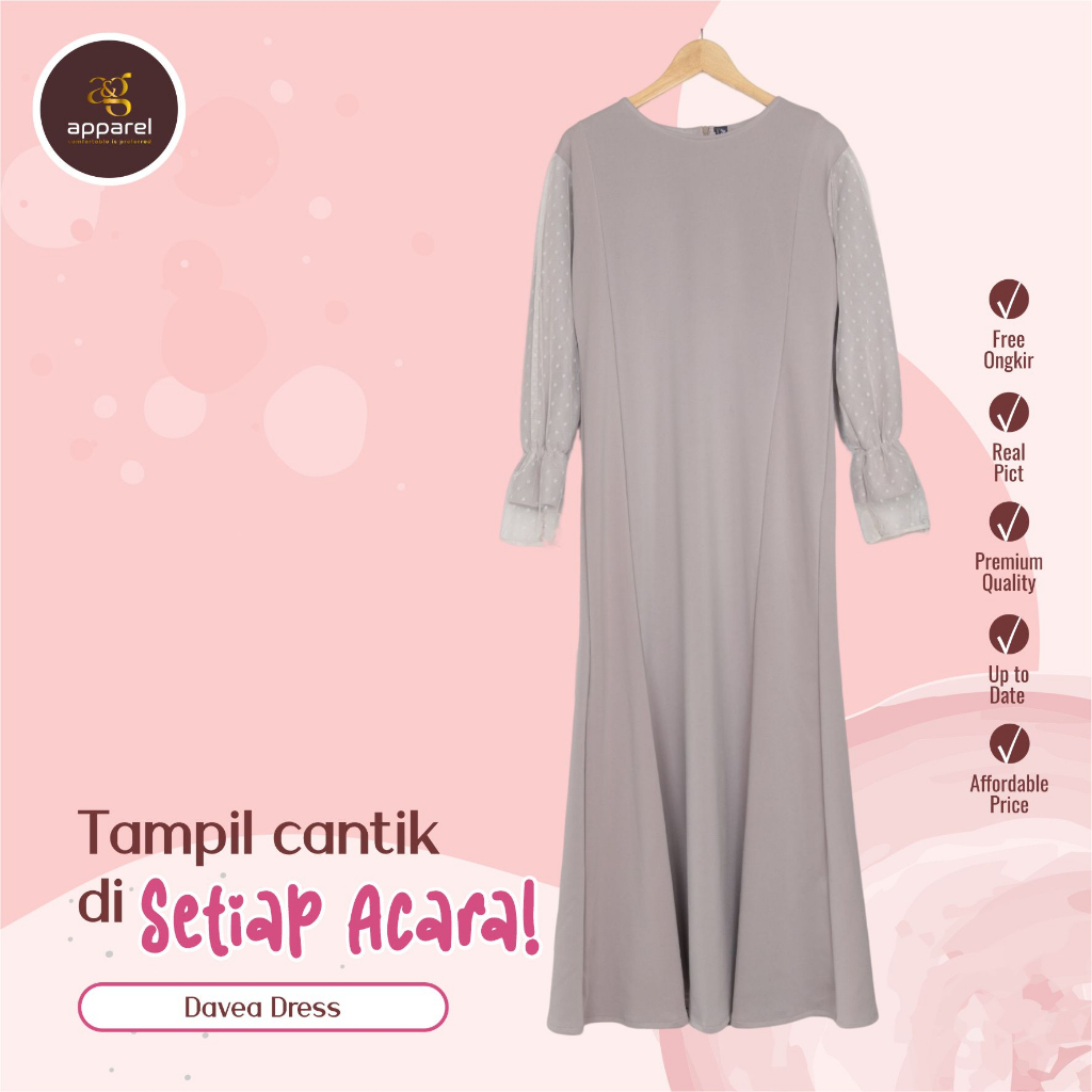 (READY STOCK) Davea dress/ dress kondangan/dress lamaran fashion gaun 2023 (tanpa bross)