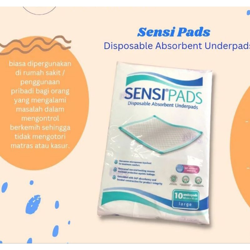 SENSIPADS per PACK isi 10 Underpad Premium Popok Perlak Sensi