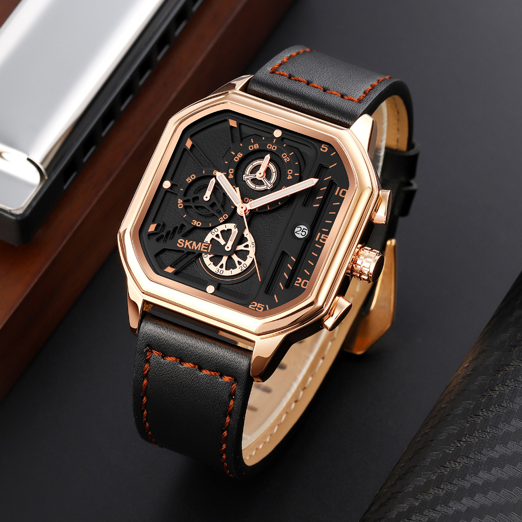 SKMEI 1963 Jam Tangan Pria Analog Chrono Tali PU Leather WATCHKITE WKOS