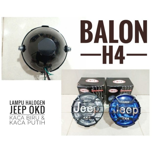 Lampu halogen JEEP OKD putih H4 baut samping