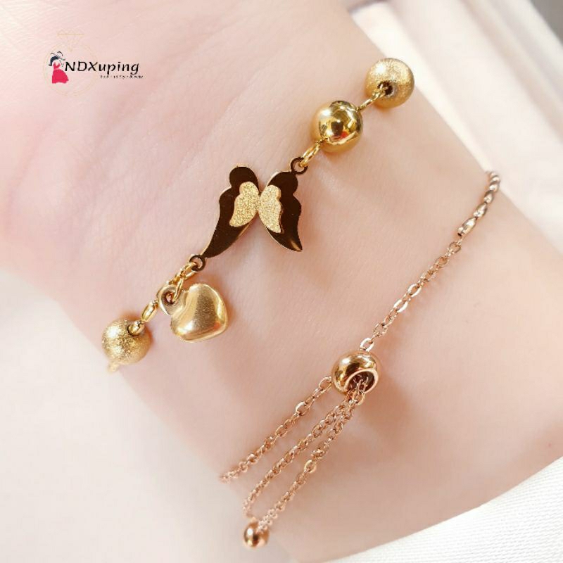 Gelang Serut Tangan Kupu Kupu Wanita Titanium Fashion N05042301