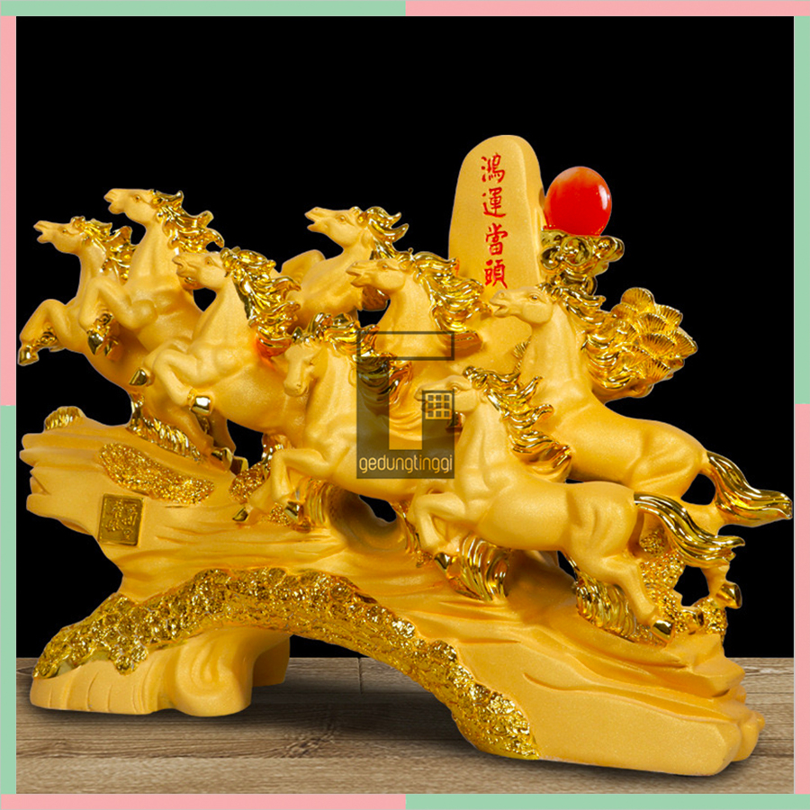 Pajangan Patung Mainan Boneka Meja Kantor Shio Sio Kuda Kudaan Poni Pony Fengshui Feng Shui Fengsui Decoration Gelang Amulet Keberuntungan Rejeki Gold Emas Klok Altar Sembahyang Batu Giok Resin Rupang Gelang Tasbih Buddha Budha Statue Necklace Besar Jumbo