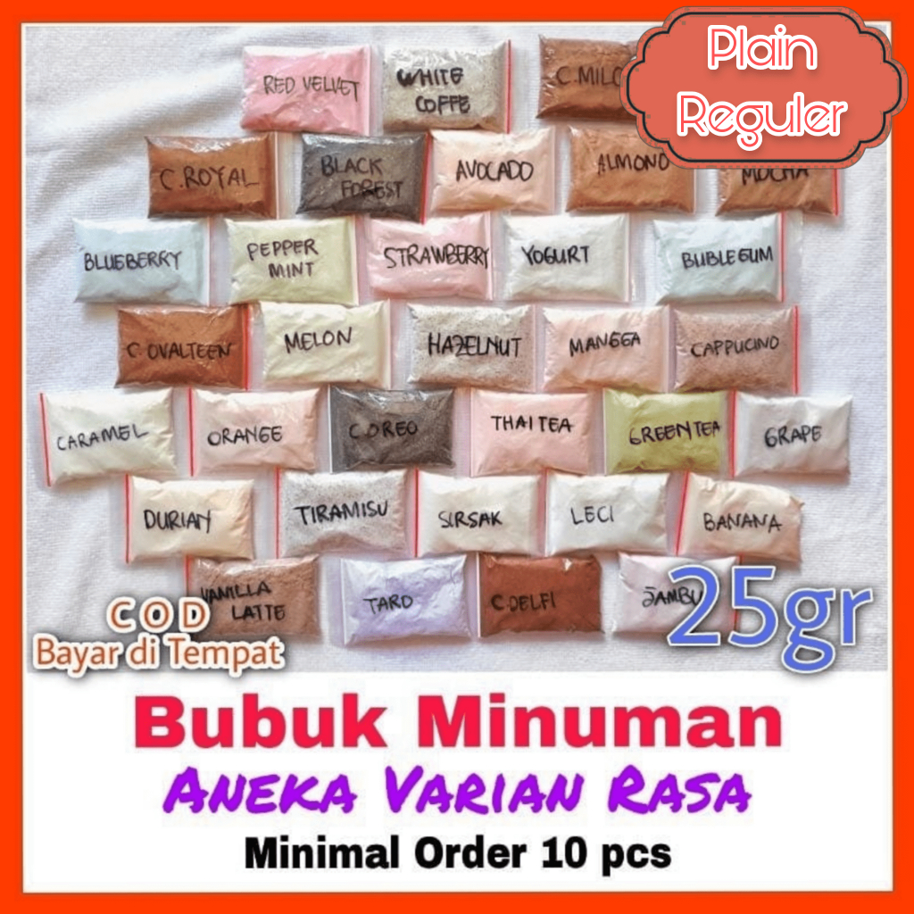 Bubuk Minuman Rasa 25gr Minuman Kekinian 54 Rasa (Minimal 10 Pcs)