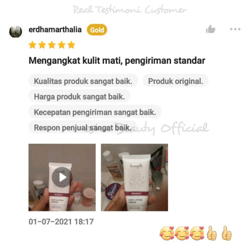 Rtopr Exfoliating Cream Whiteing Scrub Wajah Mengangkat Sel kulit mati wajah putih Berseri-40gr