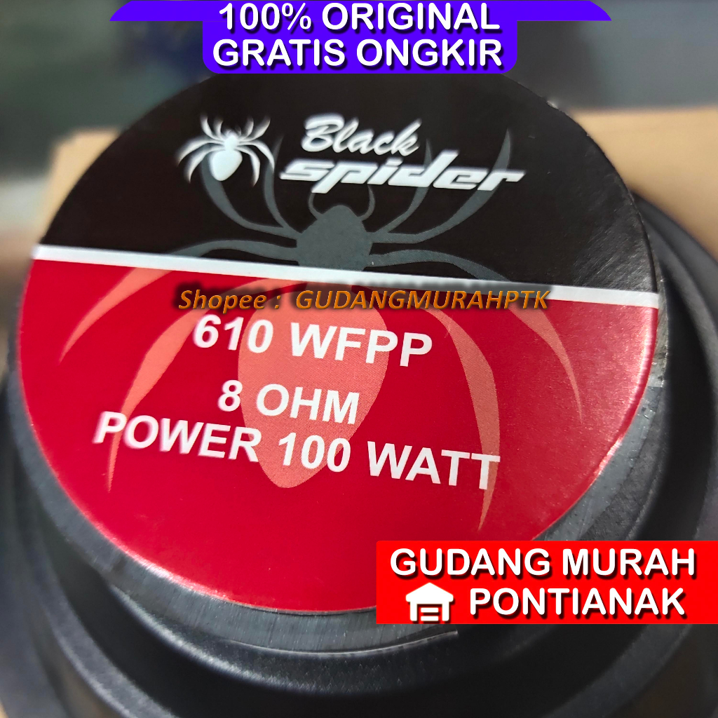 Speaker Blackspider 6&quot; 100 Watt 610 WFPP Black Spider 610WFPP Ori 6 Inch 100W 100watt Woofer Bass Kualitas ATAS