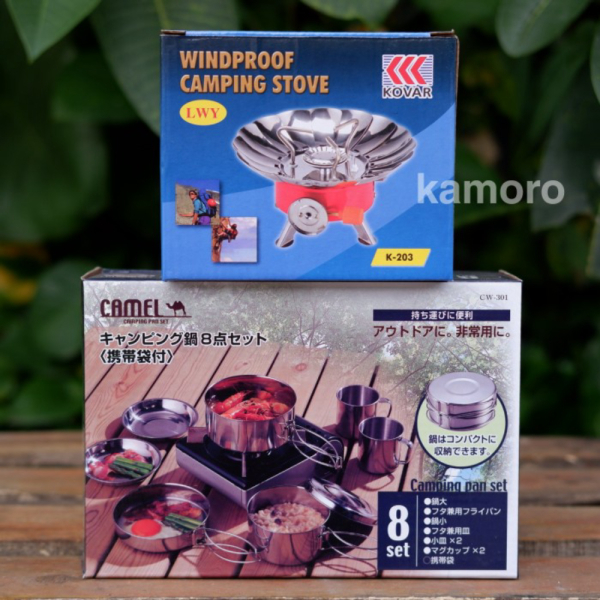 

Dijual Paket Cooking Set Camelwill 8 Set - Plus Kompor Windproof Merk Kovar Diskon