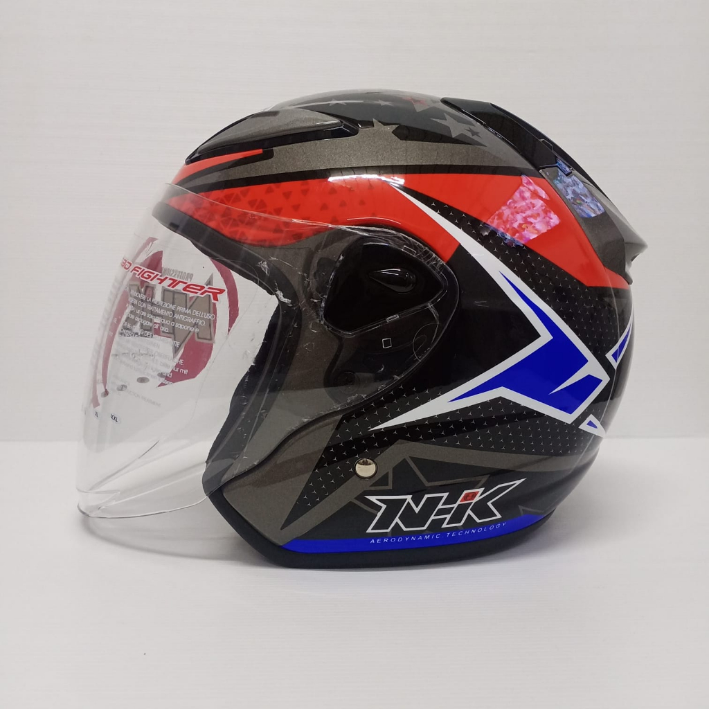 HELM NHK R6 STARLITE GREY RED NHK R-6 MOTIF GREY RED