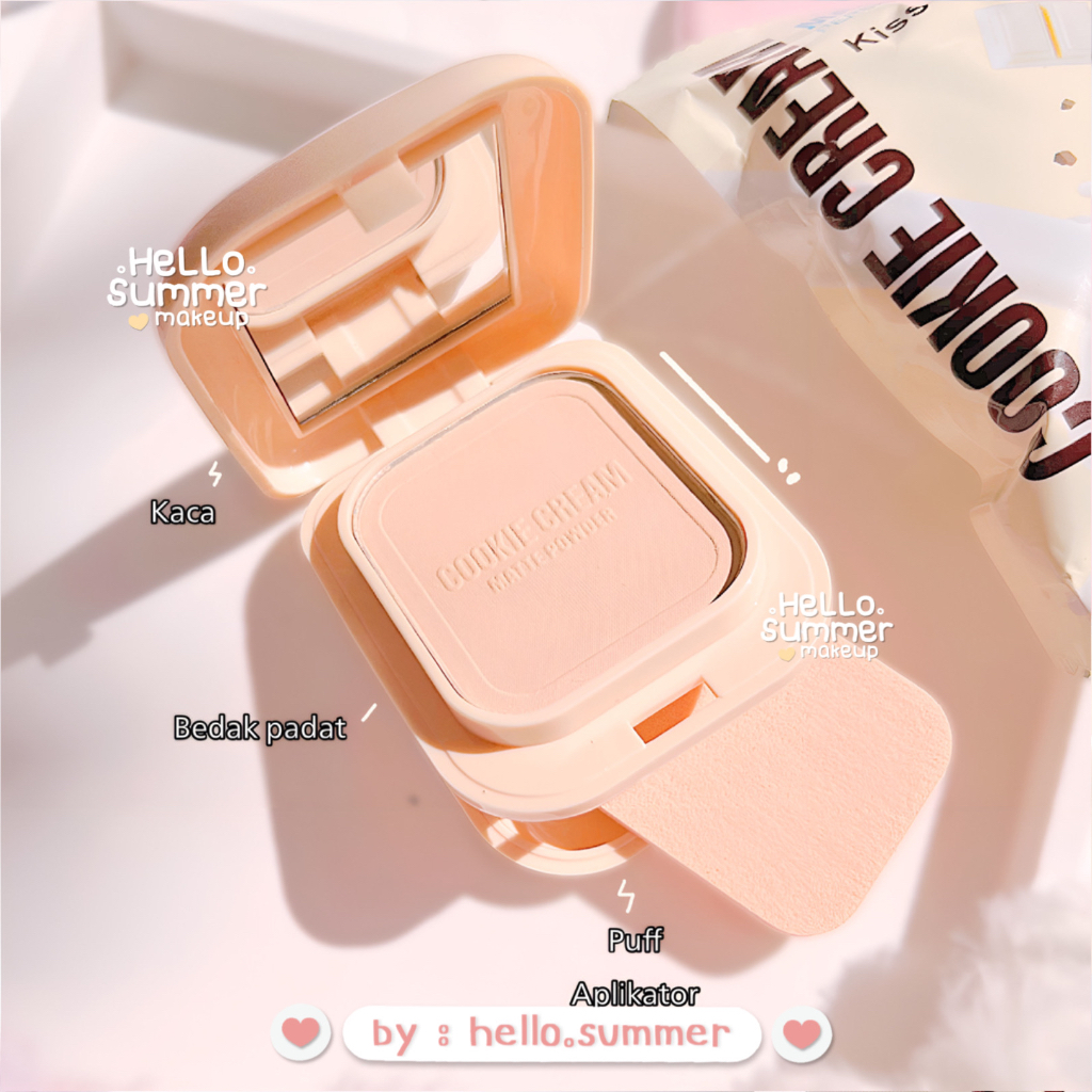 Cookie &amp; Milk Bedak Padat Two Way Cake Compact Powder with PUFF Matte Silky Finish Smooth Oil Control