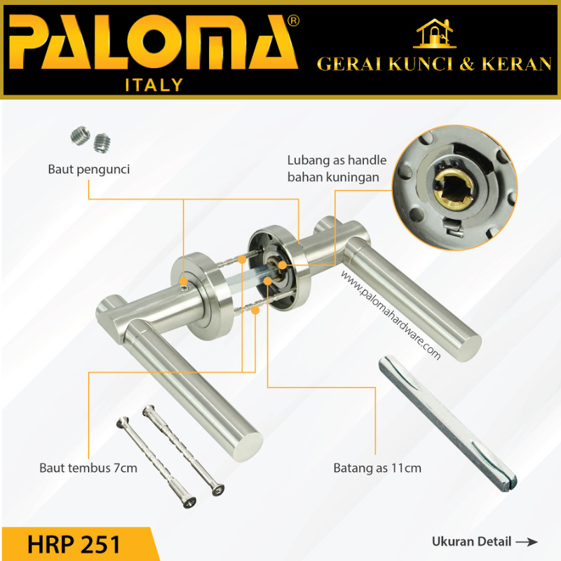 PALOMA HRP 251 Handle Pintu Roses Solid Stainless Lever Gagang Door