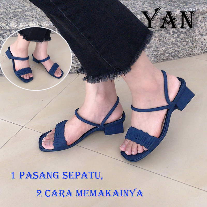 YAN Sendal Wanita Kasual Sandal Hak 5cm Slide Wanita