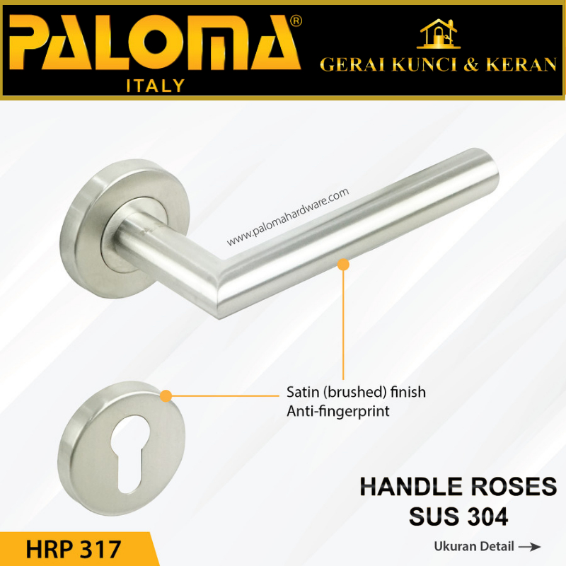 Handle Pintu Roses PALOMA HRP 317 LHT TOMER STAINLESS STEEL